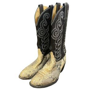 Vtg Tony Lama Exotic  Snakeskin Cowboy Boots  Mens Size 8D Style 8114 pre-owned